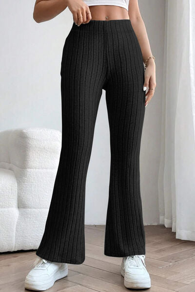 Blue Zone Planet | Basic Bae Full Size Ribbed High Waist Flare Pants BLUE ZONE PLANET
