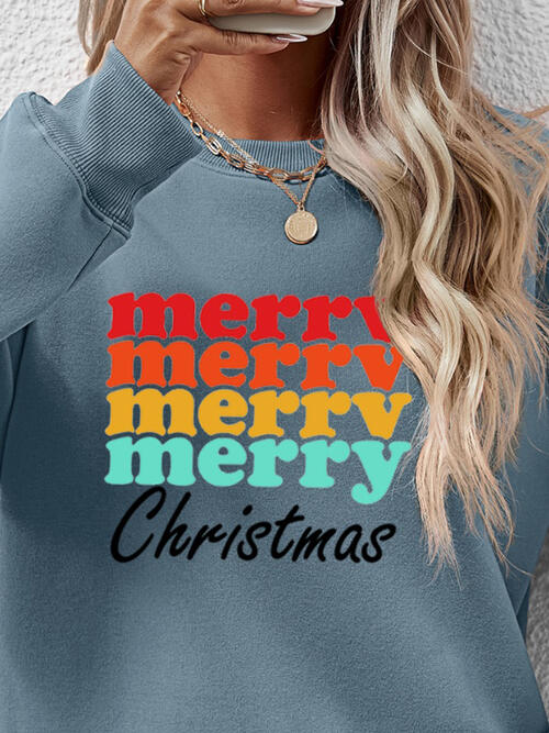 MERRY CHRISTMAS Graphic Long Sleeve Sweatshirt BLUE ZONE PLANET