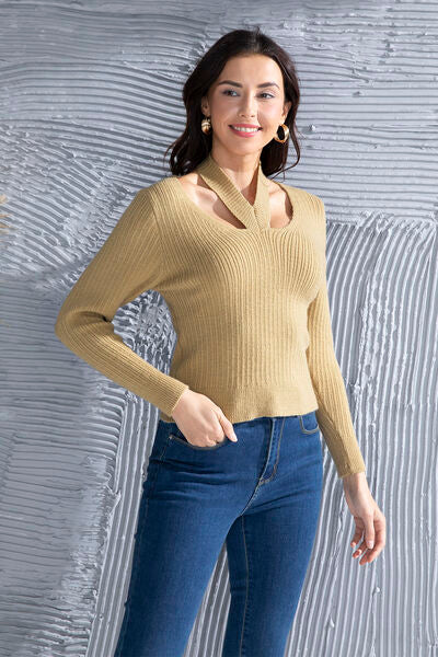 Blue Zone Planet | Halter Neck Long Sleeve Sweater BLUE ZONE PLANET