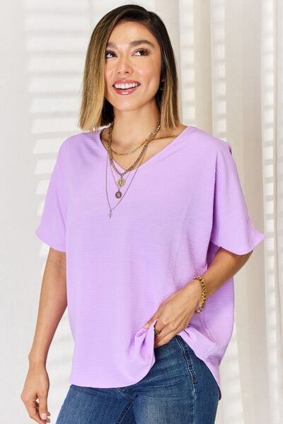 Zenana Texture Short Sleeve T-Shirt BLUE ZONE PLANET