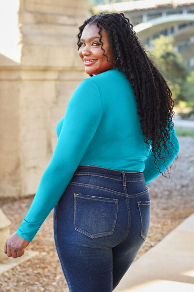 Blue Zone Planet | Basic Bae Full Size Round Neck Long Sleeve Bodysuit BLUE ZONE PLANET