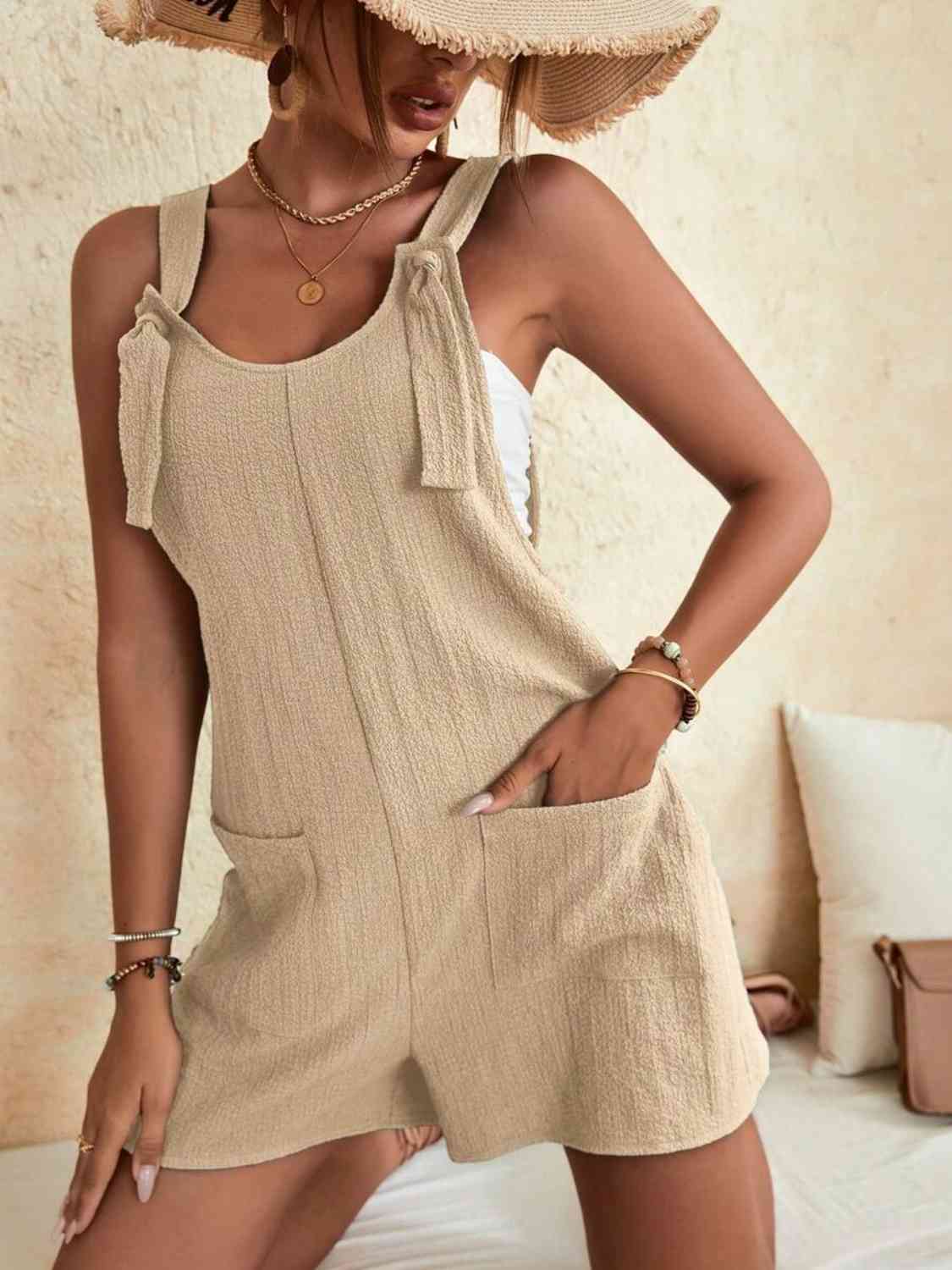 Full Size Scoop Neck Romper with Pockets BLUE ZONE PLANET