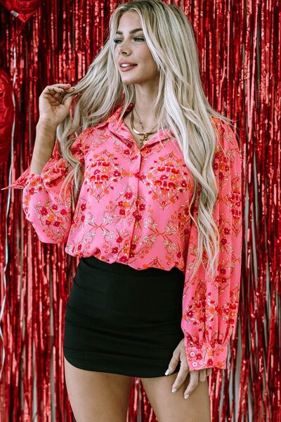 Ditsy Floral Collared Neck Shirt Trendsi