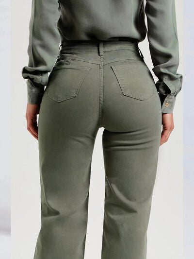 Blue Zone Planet | Buttoned Raw Hem Jeans with Pockets BLUE ZONE PLANET