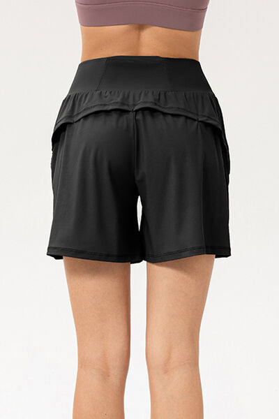 Pocketed Elastic Waist Active Shorts BLUE ZONE PLANET
