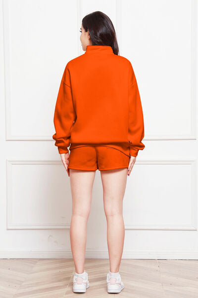 Blue Zone Planet | Half Zip Long Sleeve Sweatshirt and Drawstring Shorts Set BLUE ZONE PLANET