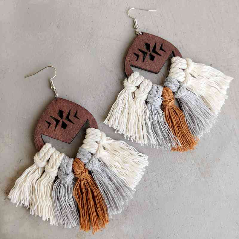 Tassel Detail Drop Earrings BLUE ZONE PLANET