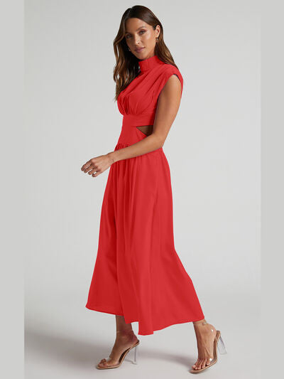 Cutout Mock Neck Sleeveless Dress Trendsi