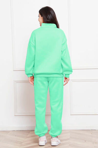 Blue Zone Planet | Half Zip Long Sleeve Sweatshirt and Pants Set BLUE ZONE PLANET