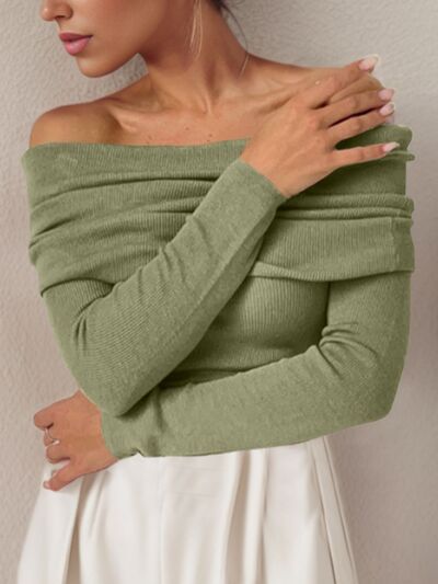 Blue Zone Planet | Off-Shoulder Long Sleeve Sweater BLUE ZONE PLANET
