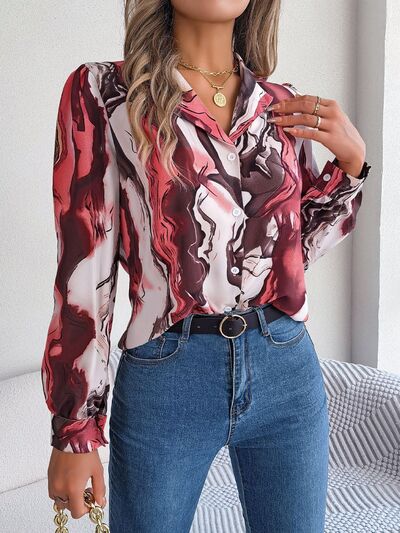 Blue Zone Planet | Printed Button Up Long Sleeve Shirt BLUE ZONE PLANET