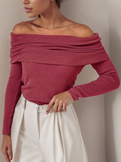 Blue Zone Planet | Off-Shoulder Long Sleeve Sweater BLUE ZONE PLANET