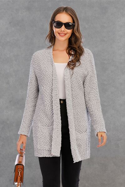 Blue Zone Planet | Pocketed Open Front Long Sleeve Cardigan BLUE ZONE PLANET