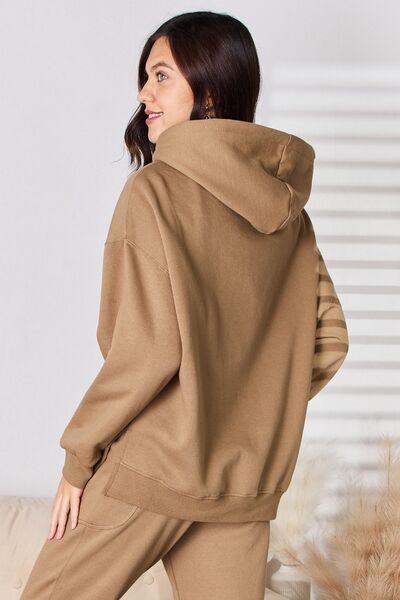 Blue Zone Planet | RISEN Drawstring Drop Shoulder Long Sleeve Hoodie BLUE ZONE PLANET
