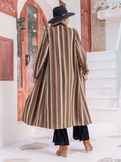 Blue Zone Planet | Striped Open Front Long Sleeve Outerwear BLUE ZONE PLANET
