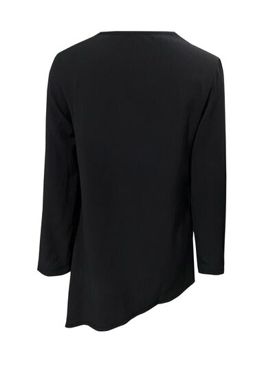 Asymmetrical Neck Long Sleeve Blouse BLUE ZONE PLANET