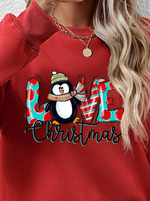 LIVE CHRISTMAS Drop Shoulder Round Neck Sweatshirt BLUE ZONE PLANET