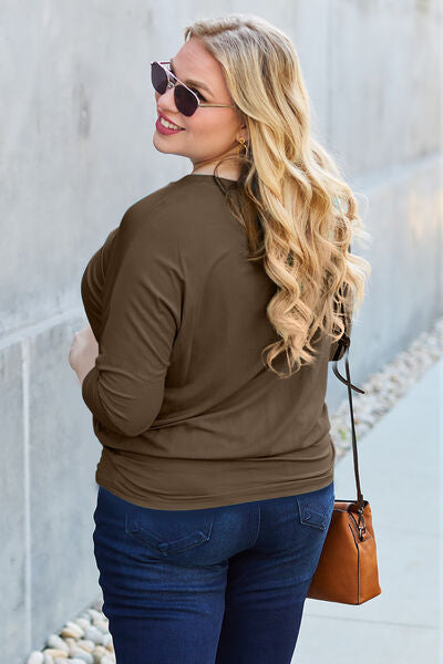 Blue Zone Planet | Basic Bae Full Size Round Neck Batwing Sleeve Blouse BLUE ZONE PLANET