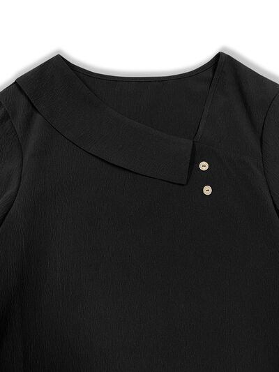 Asymmetrical Neck Long Sleeve Blouse BLUE ZONE PLANET