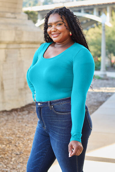 Blue Zone Planet | Basic Bae Full Size Round Neck Long Sleeve Bodysuit BLUE ZONE PLANET
