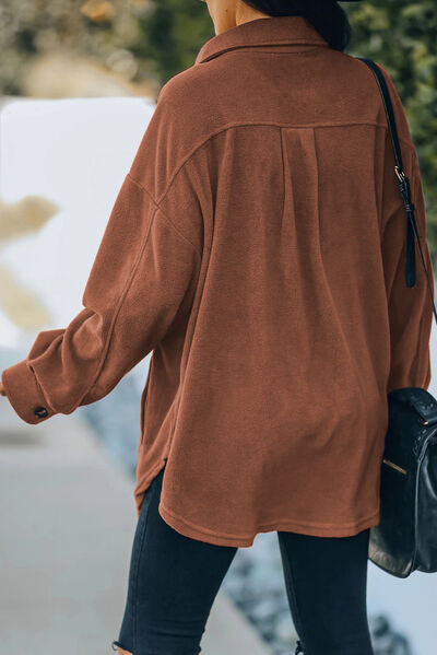 Blue Zone Planet | Button Up Collared Neck Long Sleeve Jacket BLUE ZONE PLANET