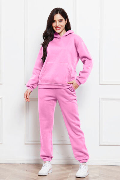 Blue Zone Planet | Drop Shoulder Long Sleeve Hoodie and Pants Set BLUE ZONE PLANET