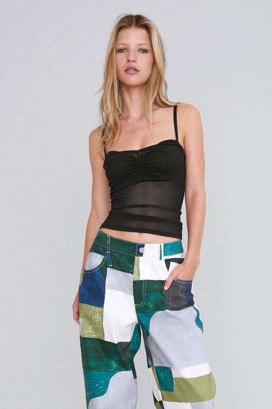 Blue Zone Planet | Camisole mesh printed tube top lace tube top Y2k hot girl top BLUE ZONE PLANET