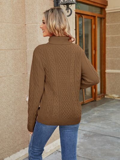 Blue Zone Planet | Cable-Knit Mock Neck Sweater BLUE ZONE PLANET
