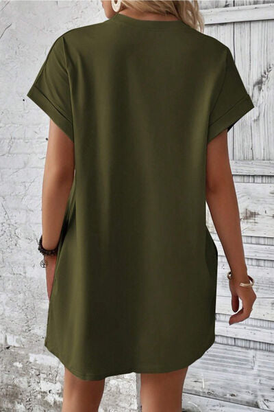 Blue Zone Planet | Pocketed Round Neck Short Sleeve Dress BLUE ZONE PLANET