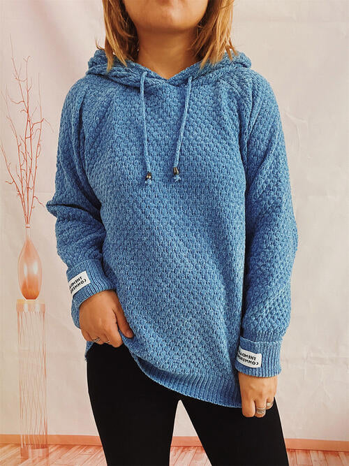 Blue Zone Planet | Drawstring Long Sleeve Hooded Sweater BLUE ZONE PLANET