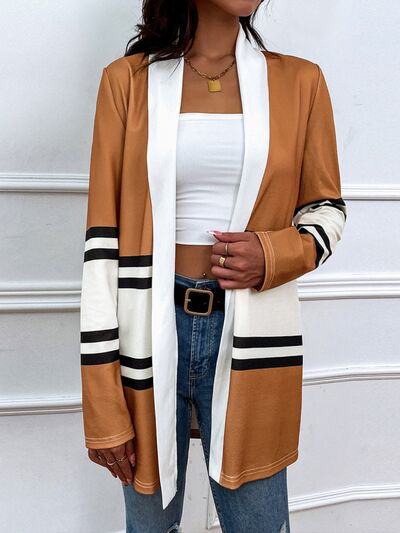 Blue Zone Planet | Color Block Open Front Cardigan BLUE ZONE PLANET