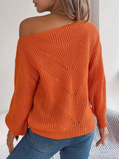 Blue Zone Planet | Openwork Long Sleeve Sweater BLUE ZONE PLANET