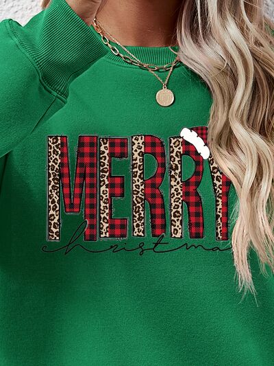 Blue Zone Planet | MERRY CHRISTMAS Round Neck Long Sleeve Sweatshirt BLUE ZONE PLANET
