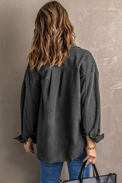 Blue Zone Planet | Button Up Collared Neck Long Sleeve Jacket BLUE ZONE PLANET