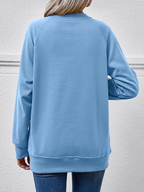 Round Neck Long Sleeve Sweatshirt BLUE ZONE PLANET