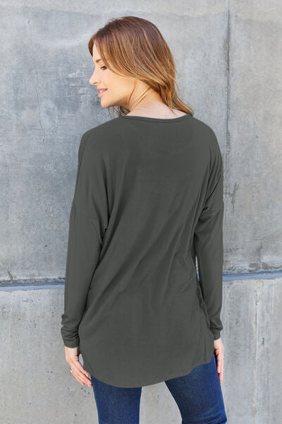 Blue Zone Planet | Basic Bae Full Size Round Neck Dropped Shoulder T-Shirt BLUE ZONE PLANET