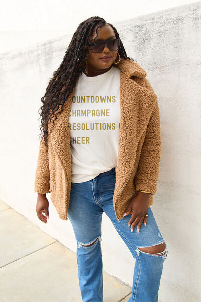 Blue Zone Planet | Simply Love Full Size COUNTDOWNS CHAMPAGNE RESOLUTIONS & CHEER Round Neck T-shirt BLUE ZONE PLANET