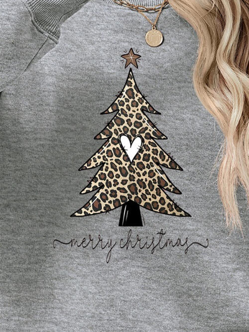 Christmas Tree Graphic Long Sleeve Sweatshirt BLUE ZONE PLANET