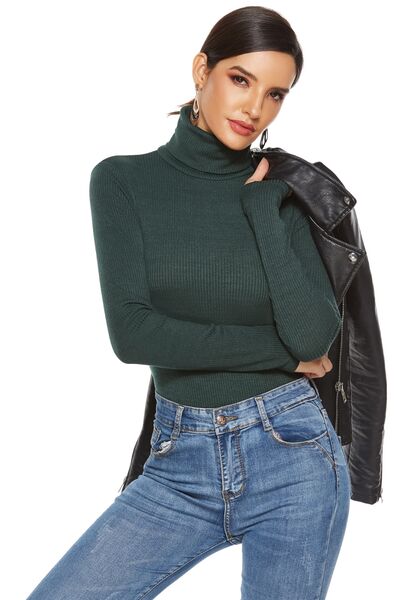 Blue Zone Planet | Ribbed Turtleneck Long Sleeve Bodysuit BLUE ZONE PLANET