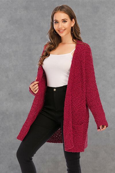 Blue Zone Planet | Pocketed Open Front Long Sleeve Cardigan BLUE ZONE PLANET
