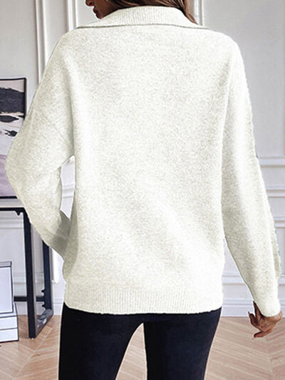 Blue Zone Planet | Half Zip Dropped Shoulder Sweater BLUE ZONE PLANET