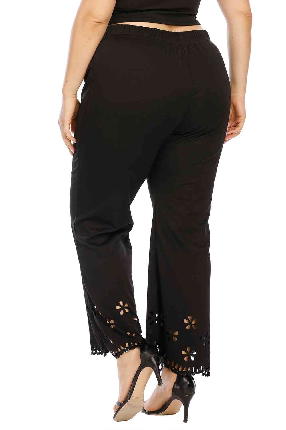 Plus Size Openwork Detail Pants BLUE ZONE PLANET