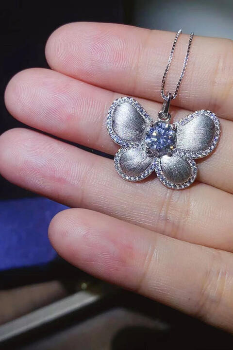 1 Carat Moissanite Butterfly Pendant Necklace BLUE ZONE PLANET