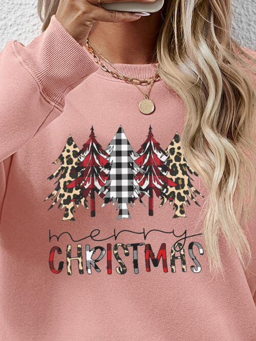 MERRY CHRISTMAS Round Neck Long Sleeve Sweatshirt BLUE ZONE PLANET