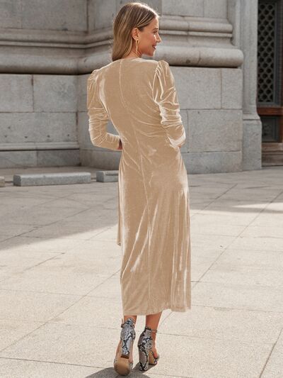 Blue Zone Planet | Surplice Puff Sleeve Midi Dress BLUE ZONE PLANET