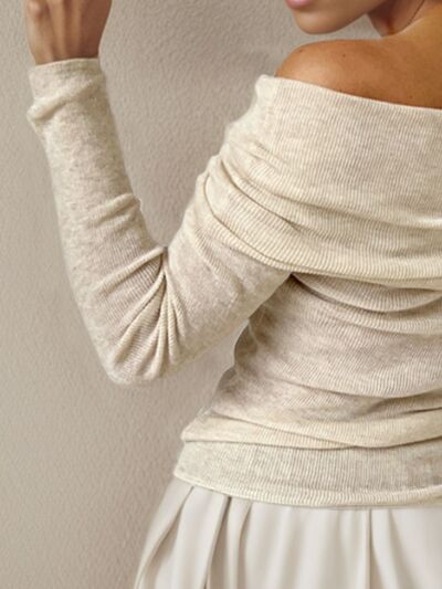 Blue Zone Planet | Off-Shoulder Long Sleeve Sweater BLUE ZONE PLANET