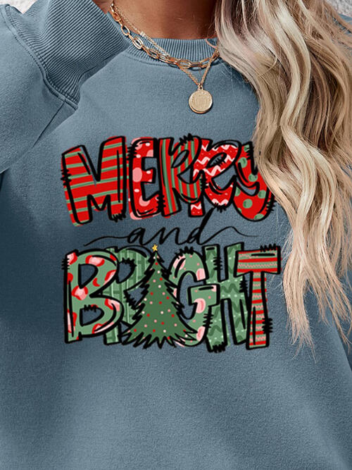 MERRY AND BRIGHT Long Sleeve Sweatshirt BLUE ZONE PLANET