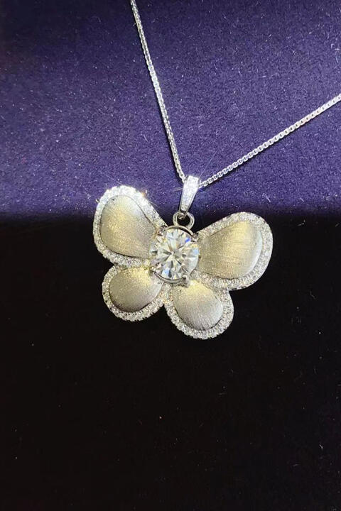 1 Carat Moissanite Butterfly Pendant Necklace BLUE ZONE PLANET