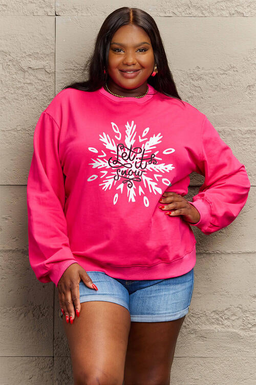 Simply Love Full Size LET IT SNOW Long Sleeve Sweatshirt BLUE ZONE PLANET