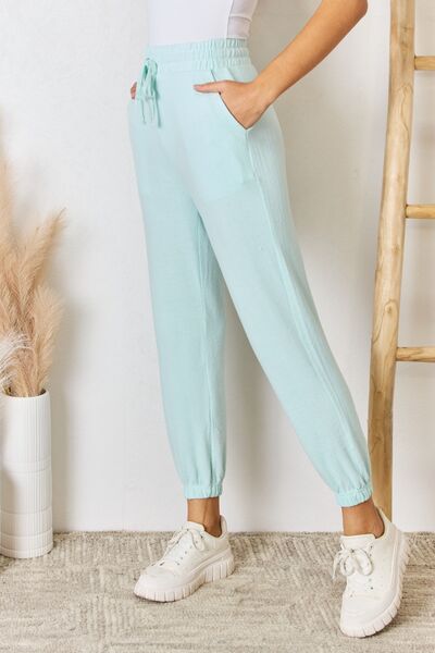 Blue Zone Planet | RISEN Full Size Drawstring Ultra Soft Knit Jogger BLUE ZONE PLANET